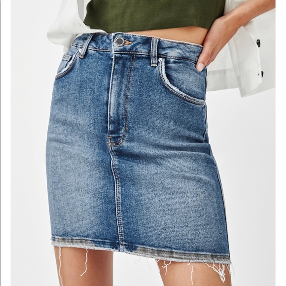 denim stretch mini skirt